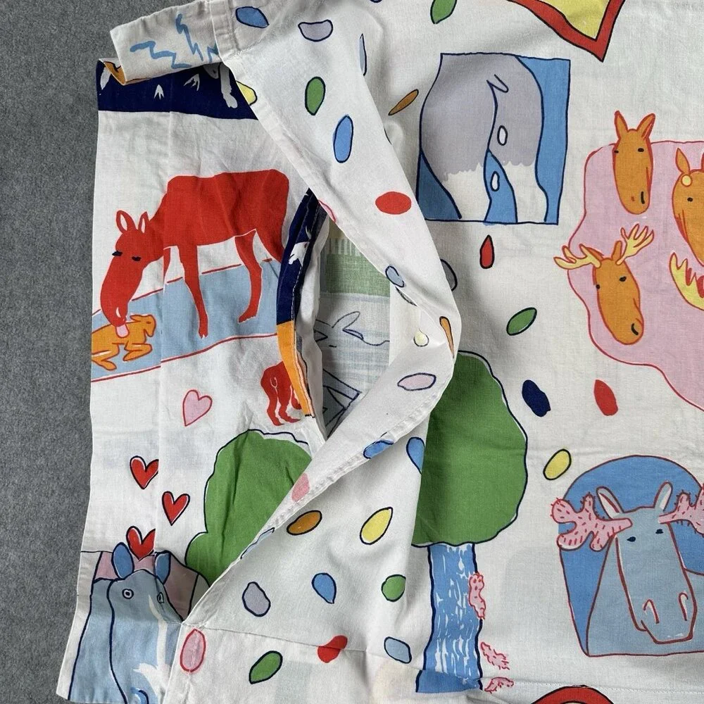 Vintage IKEA Kids Pillowcase TASSA SKOG Animal Forest Print Cotton